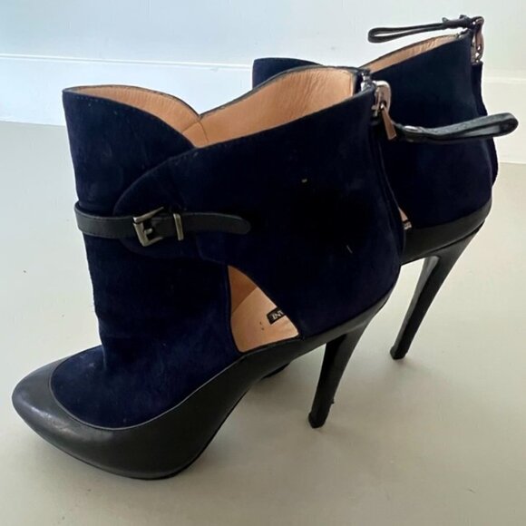 Giorgio Armani Suede Colourblock Pattern Booties - Picture 1 of 16